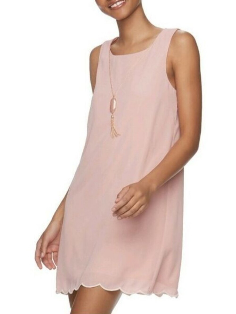 AS U WISH Scallop Hem Dress